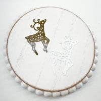 LCM Laser Cut PRANCING DEER filigree metal charms and connectors 5 pairs---> Choose your color!