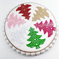 LCM Laser Cut CHRISTMAS TREE filigree metal charms and connectors 5 pairs---> Choose your color!