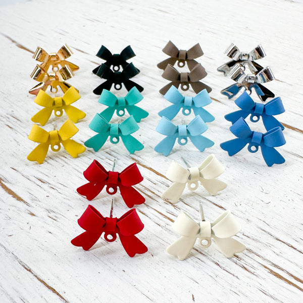 FLAT BOW Earring Stud Connectors-----> You choose the color!