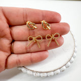 Premium 18k Gold Plated TWISTED BOW Stud Earring