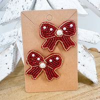 Beaded Statement Earring RED BOW