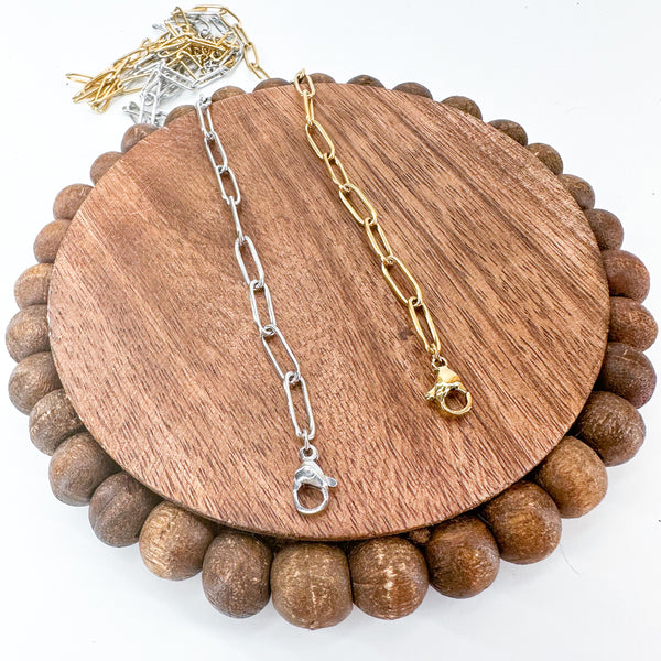 Premium 18k Plated and Stainless Steel PAPER CLIP Necklace Chains----->Choose your Color