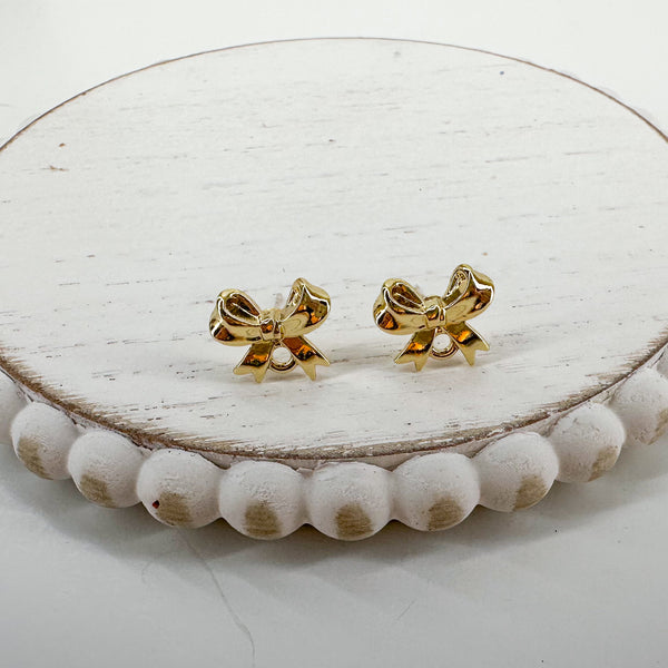 Alloy Gold Plated Chubby BOW STUDS