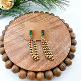 18k Plated GOLD and Emerald Chain Huggie/Wrap Earrings----> Two Sizes Available!