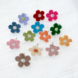 Mini Embroidered Fabric Flowers Earring Toppers (14mm)--->Lots of Colors!