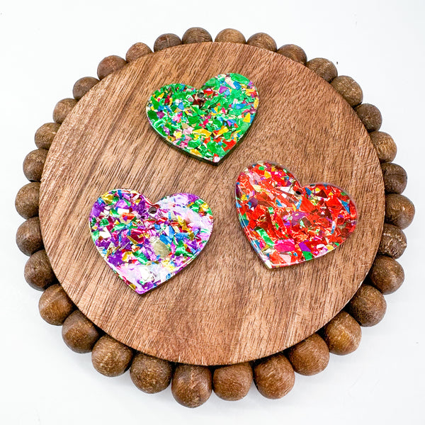 AP Acrylic Confetti HEART Pendants-----> Choose your colors!