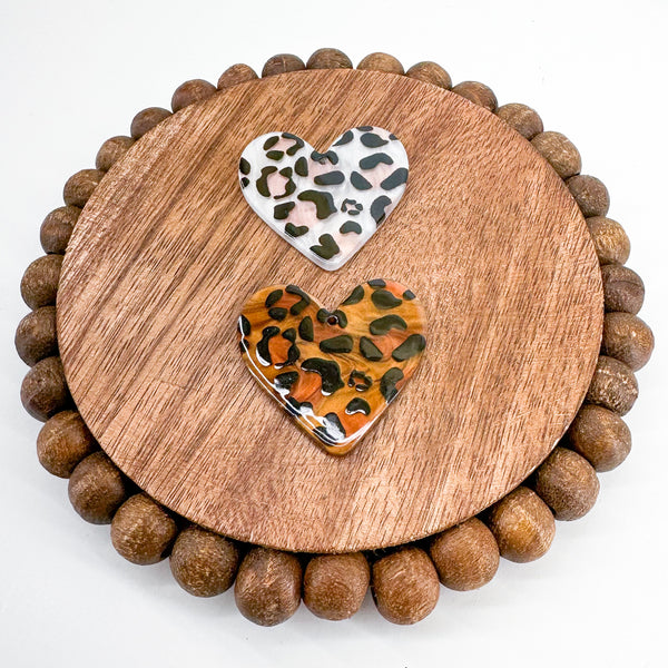 Acrylic Charms Animal Print Hearts-----> Choose your coloray!