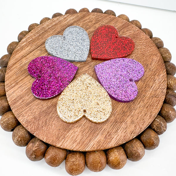 AP Acrylic GLITTER HEART Pendants-----> Choose your colors!