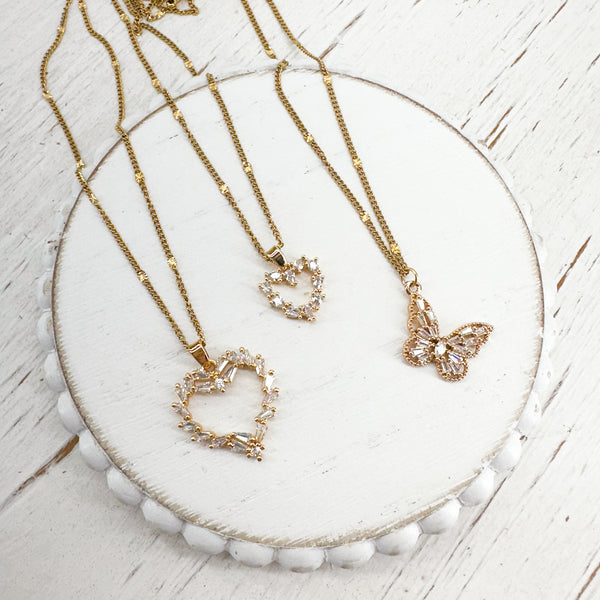 PFJ Premium Finished Pave Pendant Necklace ----> Choose your Charm and Color!