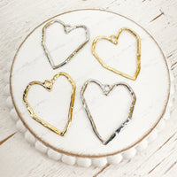 Textured Hallow Heart Charm/Hoop/Bezel ----->Gold or Silver