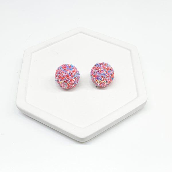 Glitter Dome PINK RAINBOW 18mm Stud Connector