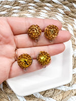 SQD 15mm COOL GOLD 3 Pairs Sequin Dome Earring Topper/Connector