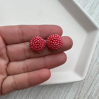 16mm Red Beaded Dome Earring Topper/Connector/Stud