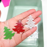Laser cut WHITE TREE filigree metal charms and connectors 5 pairs