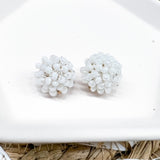 17mm WHITE Crystal Bead Dome Earring Topper/Connector/Stud
