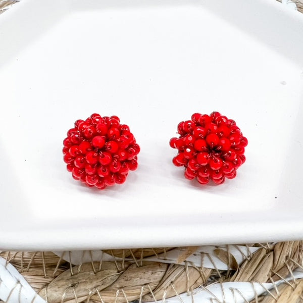 17mm RED Crystal Bead Dome Earring Topper/Connector/Stud