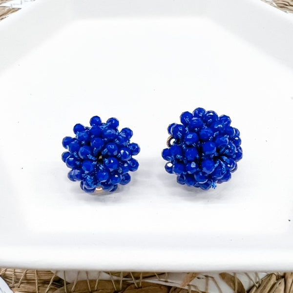 17mm BLUE Crystal Bead Dome Earring Topper/Connector/Stud