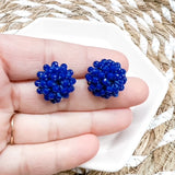 17mm BLUE Crystal Bead Dome Earring Topper/Connector/Stud