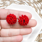 17mm RED Crystal Bead Dome Earring Topper/Connector/Stud