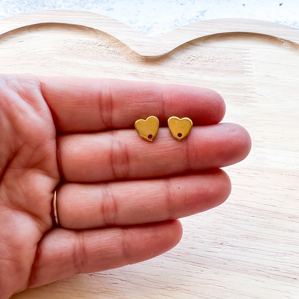 Mini Heart Stud Connectors GOLD Stainless Steel Stud Connectors