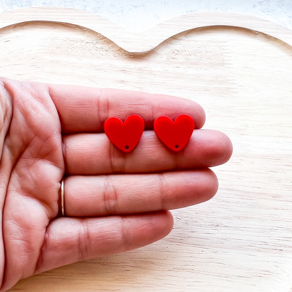 Acrylic Matte RED HEART Stud Connector