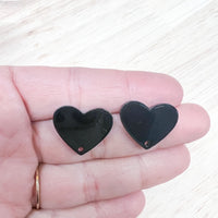Glossy Acrylic HEART Stud Connectors BLACK