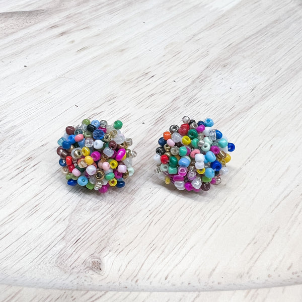 NEW 20mm SPRINKLE MIX  Pom Style Seed Bead Studs 100% Stainless Steel