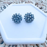 17mm SILVER Crystal Bead Dome Earring Topper/Connector/Stud