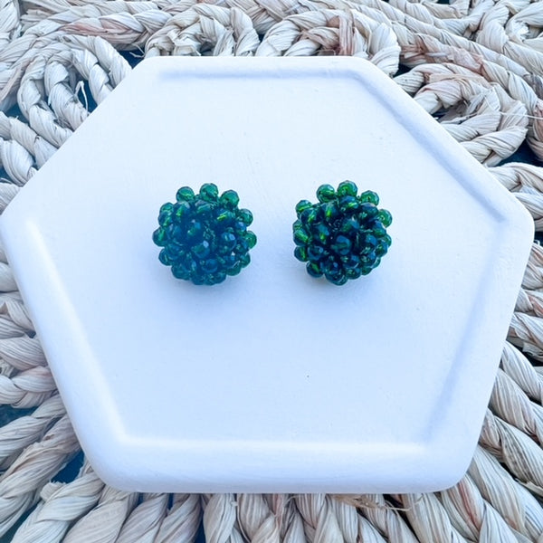 17mm GREEN Crystal Bead Dome Earring Topper/Connector/Stud