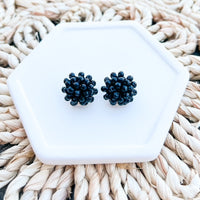 17mm BLACK Crystal Bead Dome Earring Topper/Connector/Stud