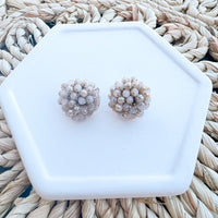17mm BEIGE Crystal Bead Dome Earring Topper/Connector/Stud