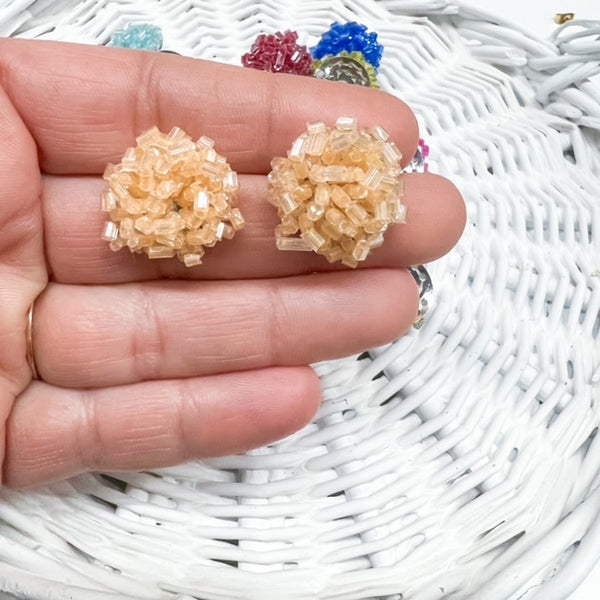 Tube Bead PEACH  Dome Topper 20mm Beaded Earring Connector