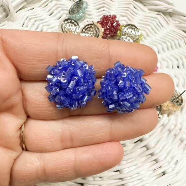 Tube Bead PERIWINKLE  Dome Topper 20mm Beaded Earring Connector