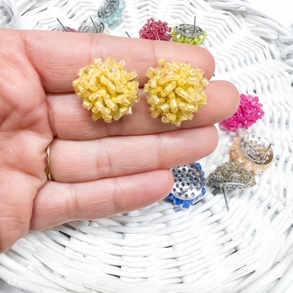 Tube Bead YELLOW  Dome Topper 20mm Beaded Earring Connector