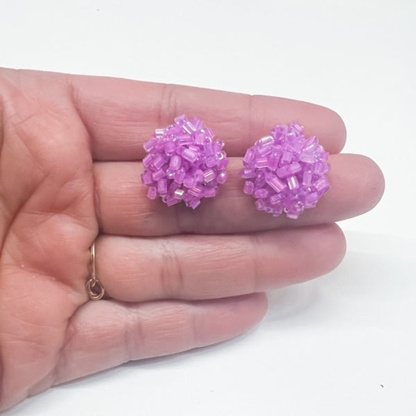 Tube Bead BRIGHT LAVENDER  Dome Topper 20mm Beaded Earring Connector
