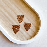 Laser cut BRONZE BOHO TRIANGLE filigree metal charms and connectors 5 pairs