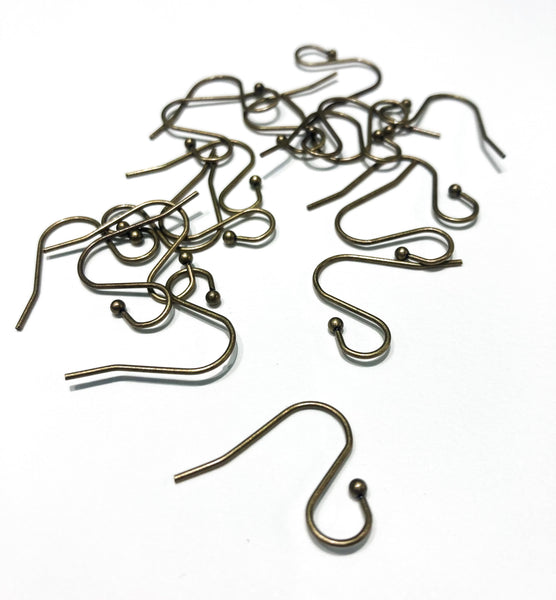 6mm ANTIQUE BRONZE Surgical Stainless Open Loop  with Ball Earring Wire 10 pairs
