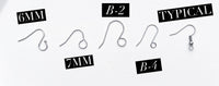 B-4 BLACK Stainless Steel Earring wires 316L stainless steel 25 pairs/ 50 pieces 4.5mm loop
