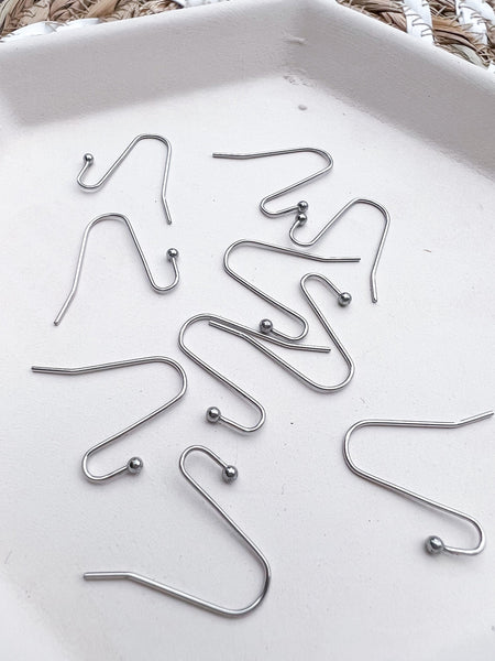 3.5mm SILVER open loop with ball Stainless Steel Earring Wire 10 pairs